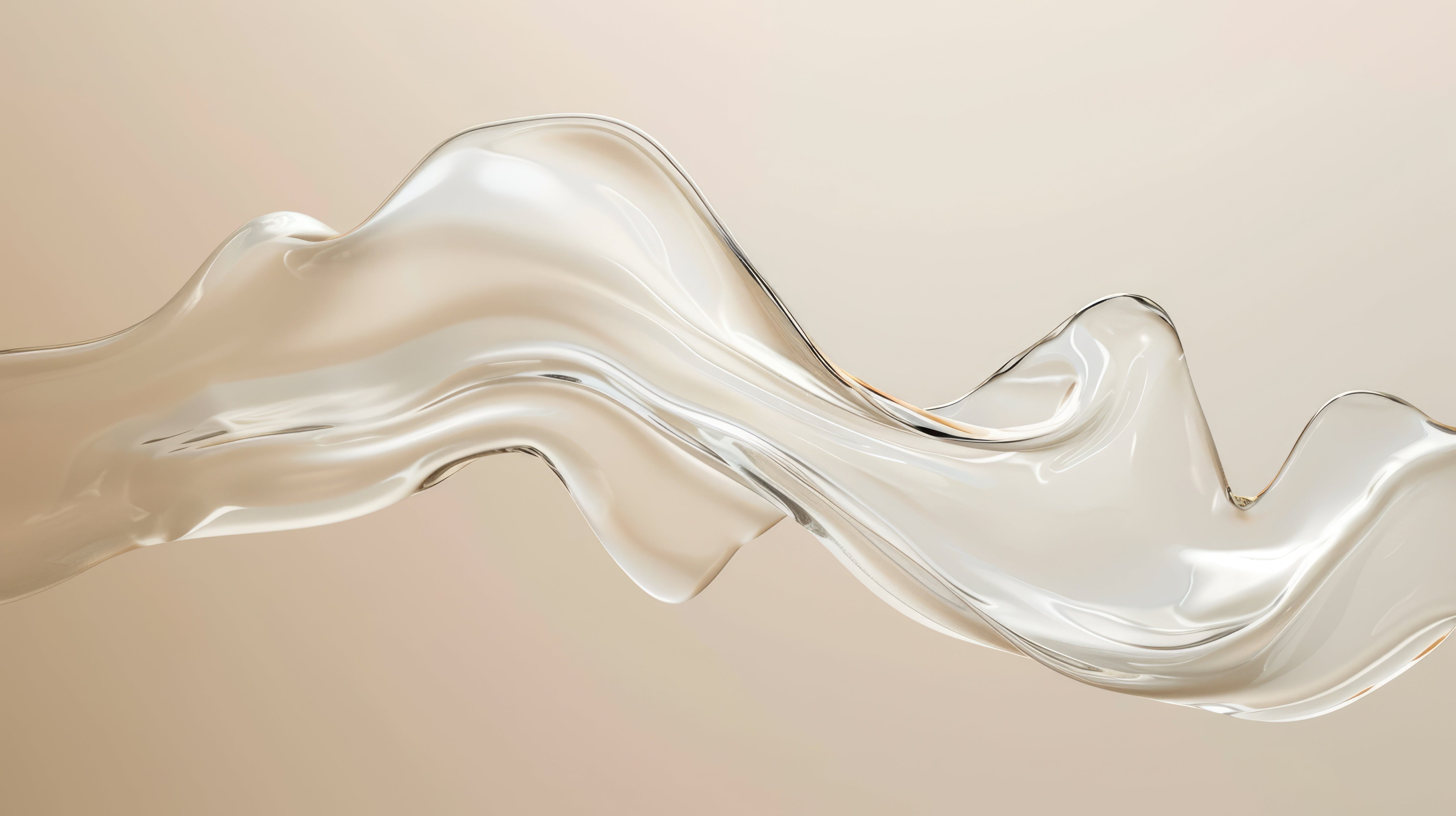 a translucent fluid wave moving across a warm oat background