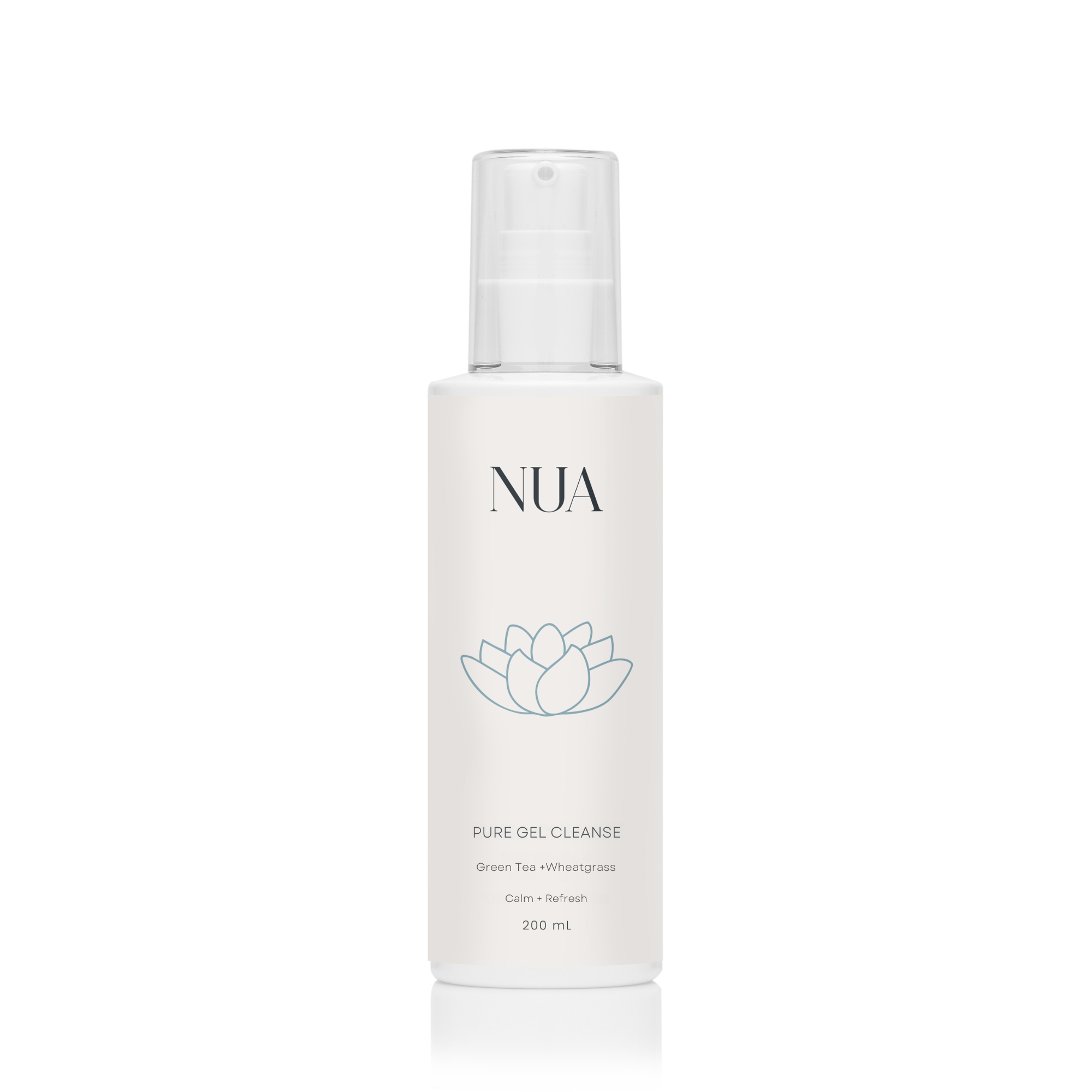 Pure Gel Cleanse bottle, front view on soft neutral background