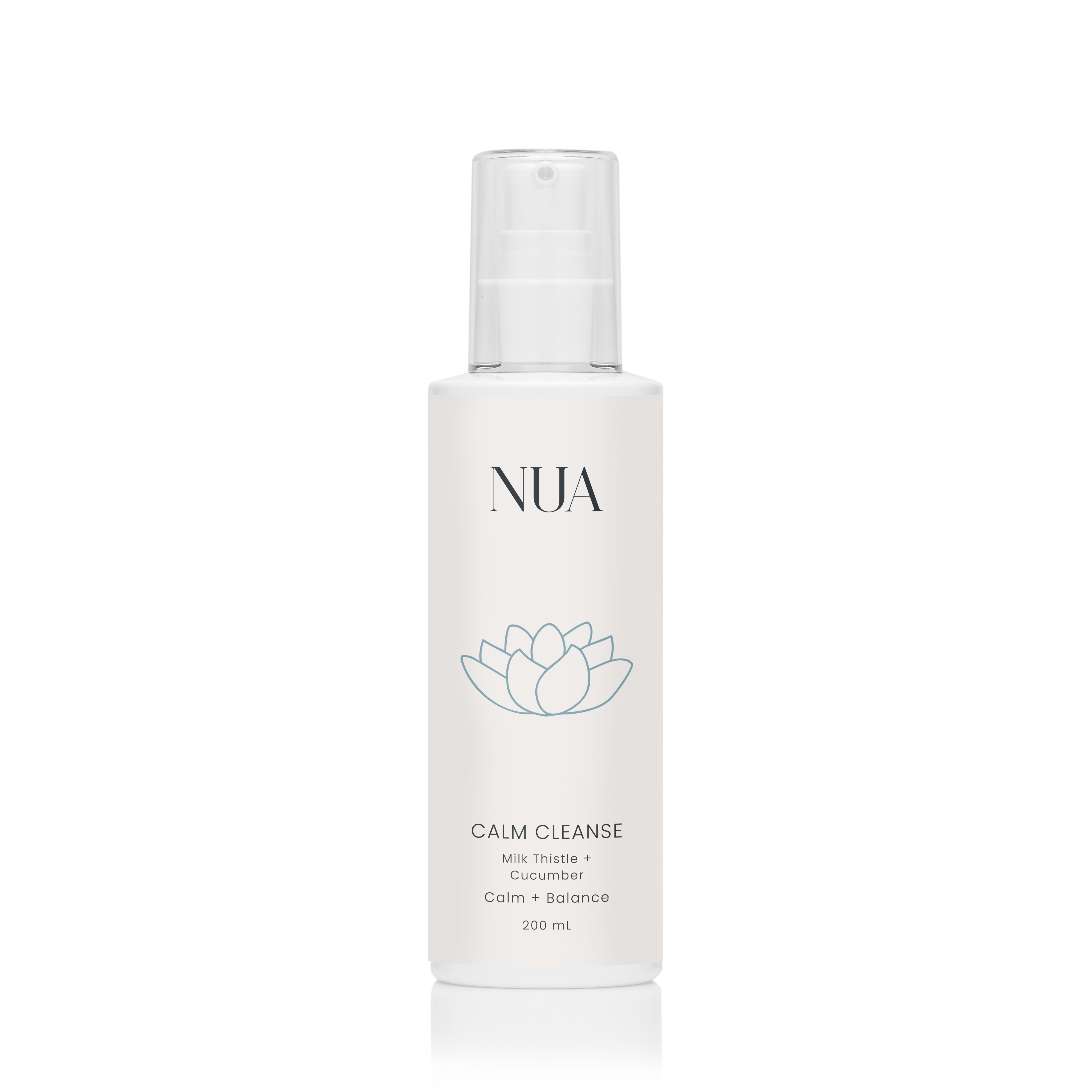 Calm Cleanse bottle on soft neutral background